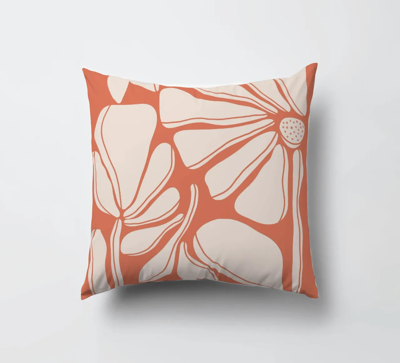 Garden in orange mid century decorative cushion by BAINAI