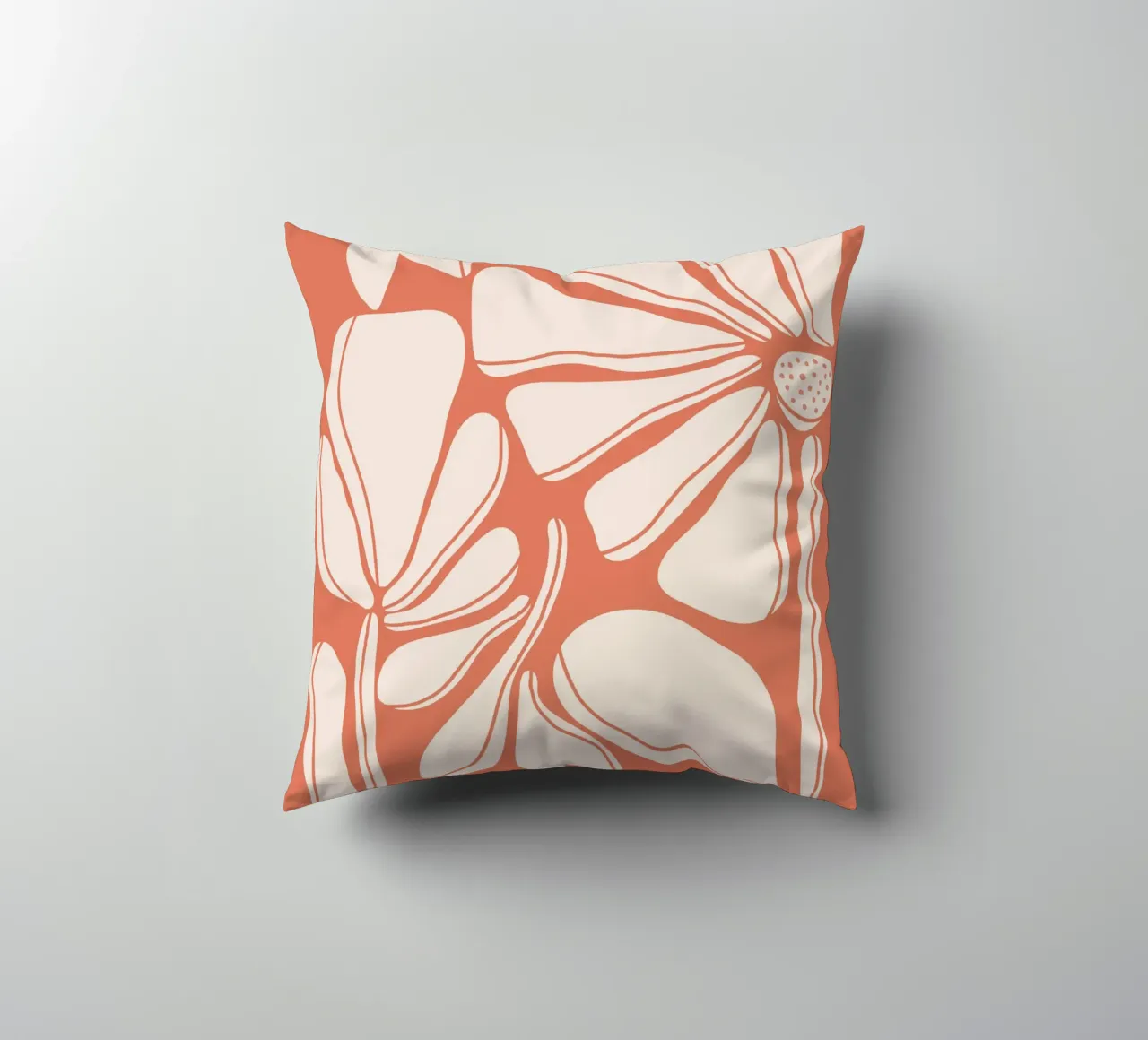 Garden in orange mid century decorative cushion by BAINAI