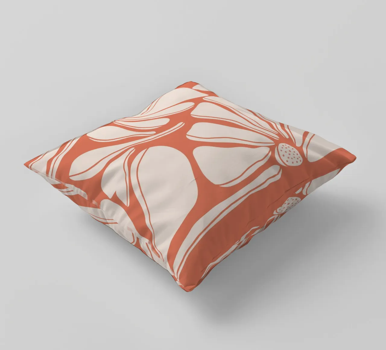 Garden in orange mid century decorative cushion by BAINAI