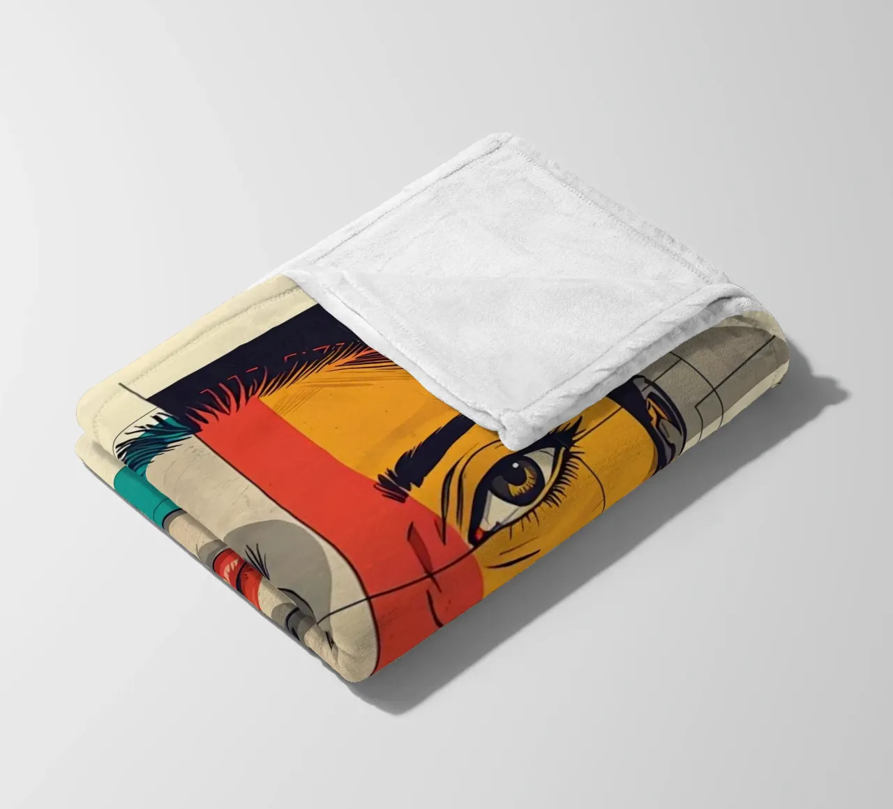 Ritratto geometrico di una donna con schema di colori diviso coperta in pile da DesignDoodle
