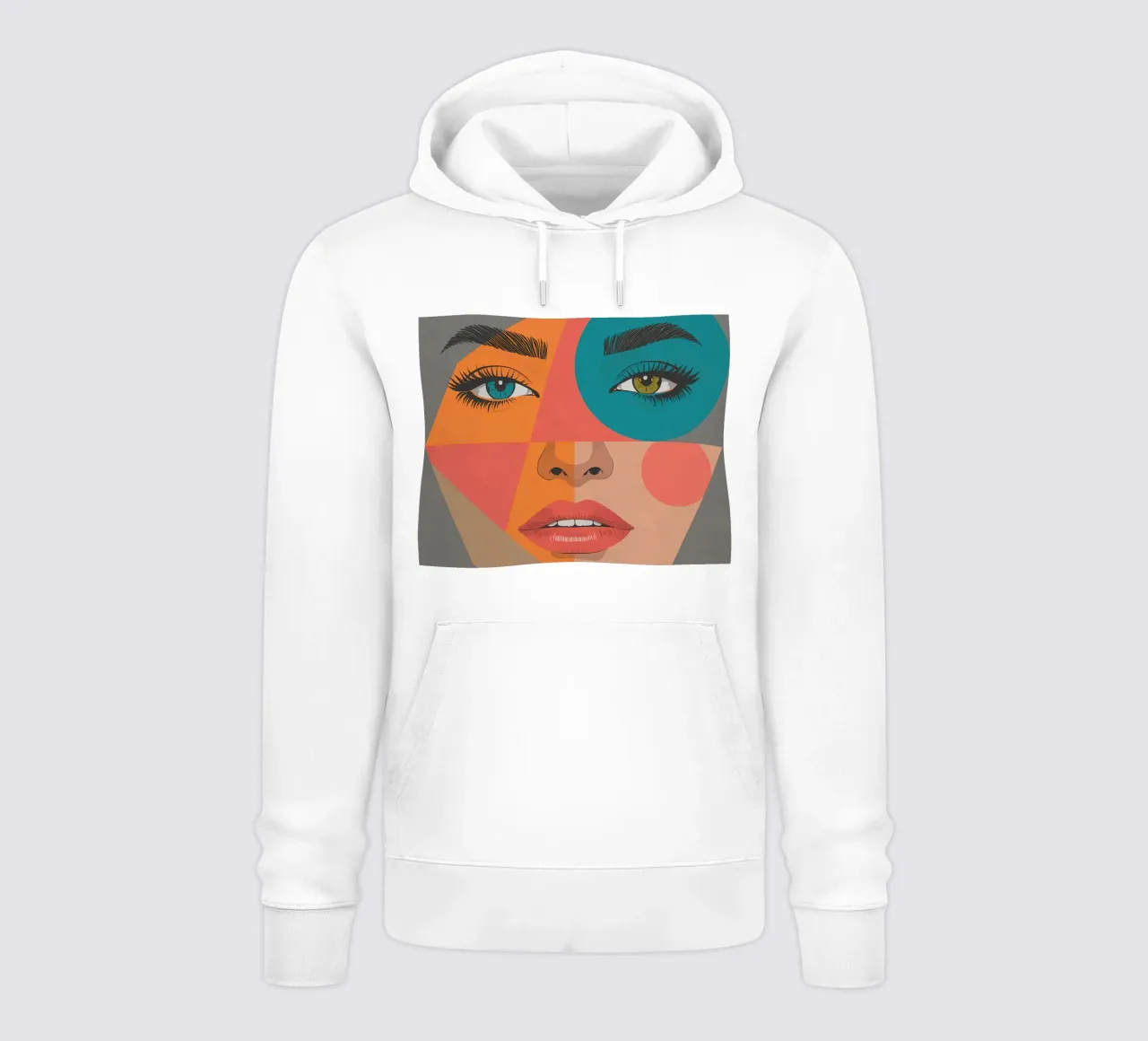 Ritratto geometrico di un volto di donna con colori differenti felpa con cappuccio da DesignDoodle