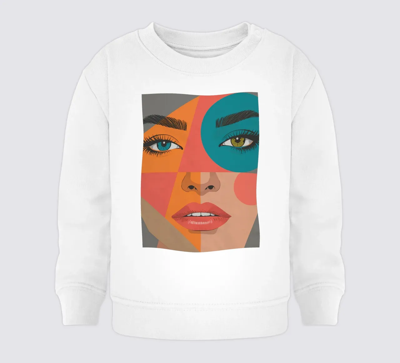 Ritratto geometrico di un volto di donna con colori differenti felpa neonato da DesignDoodle