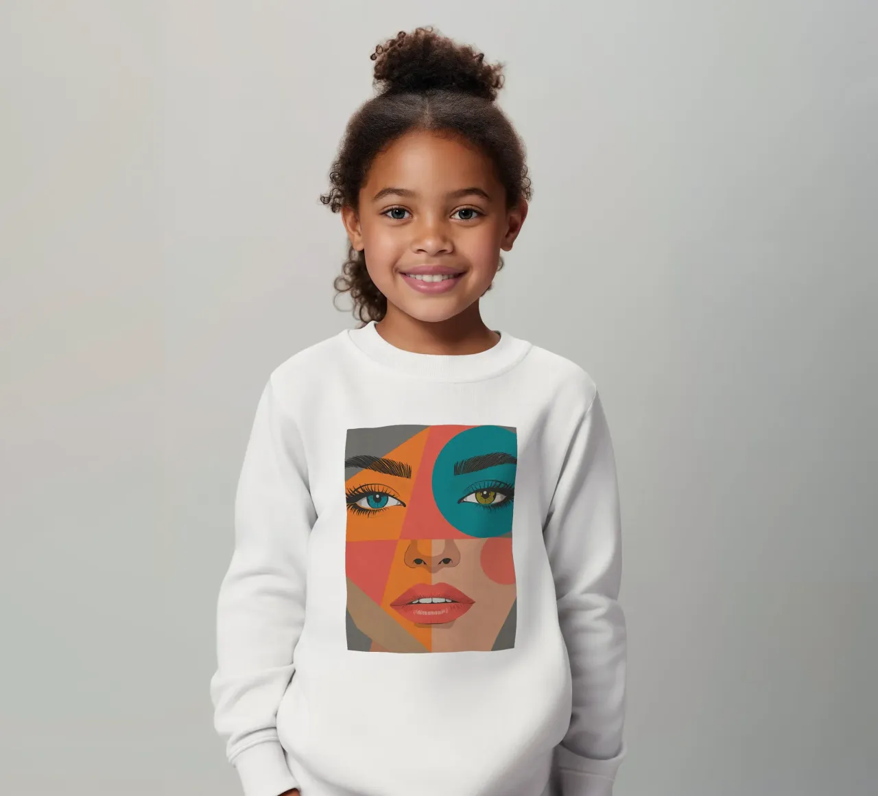 Ritratto geometrico di un volto di donna con colori differenti felpa bambino da DesignDoodle