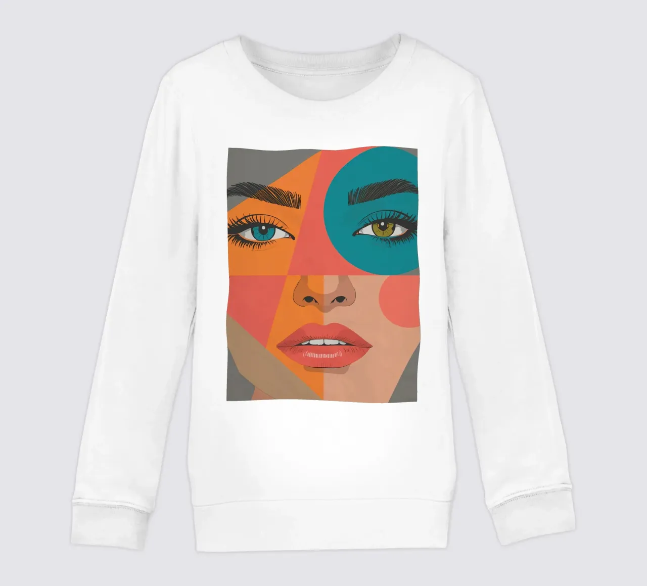 Ritratto geometrico di un volto di donna con colori differenti felpa bambino da DesignDoodle