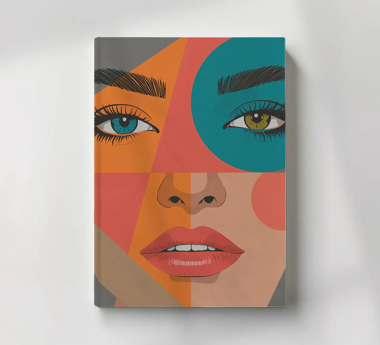 Geometric Portrait of Woman's Face with Differently Colored notebook by DesignDoodle