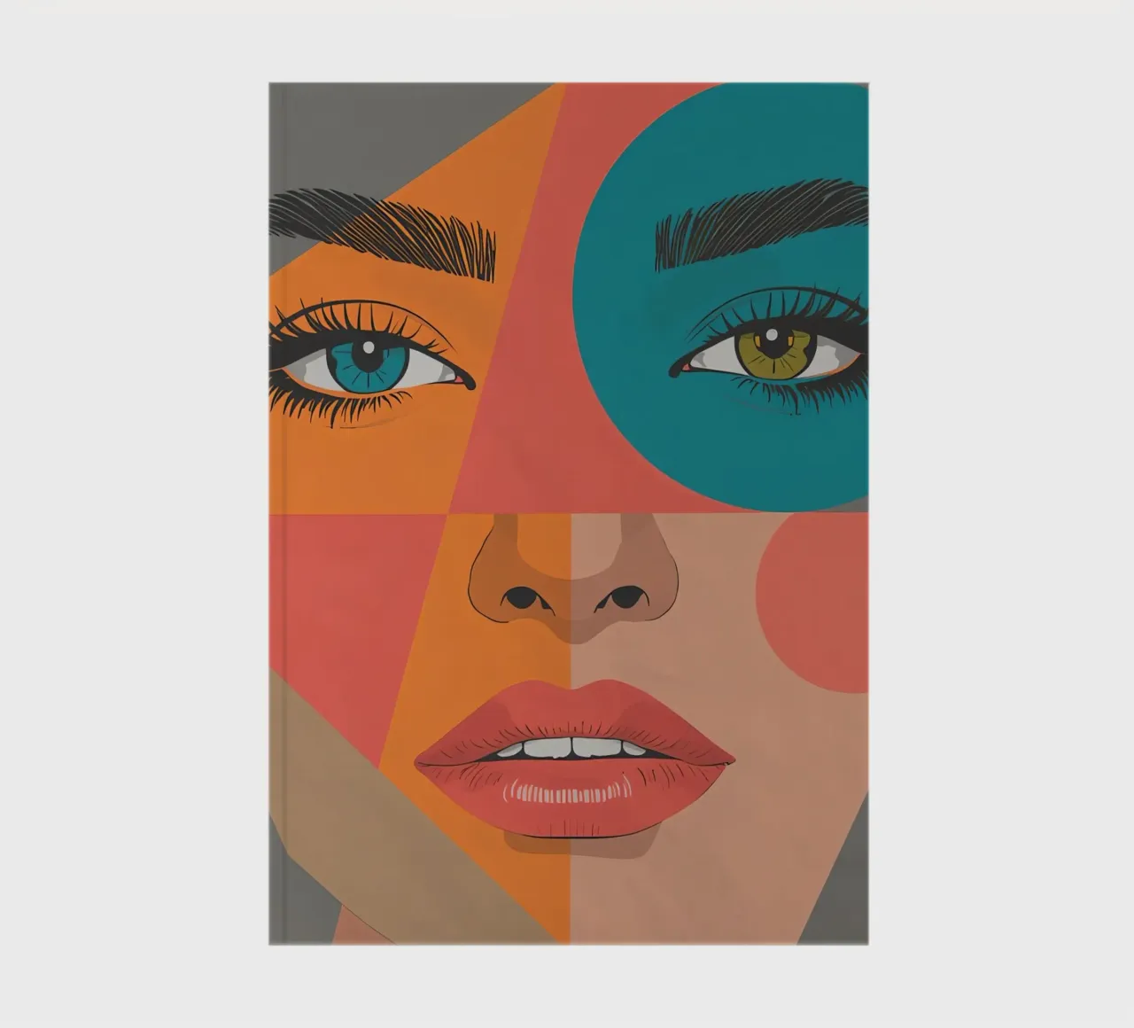 Geometric Portrait of Woman's Face with Differently Colored notebook by DesignDoodle