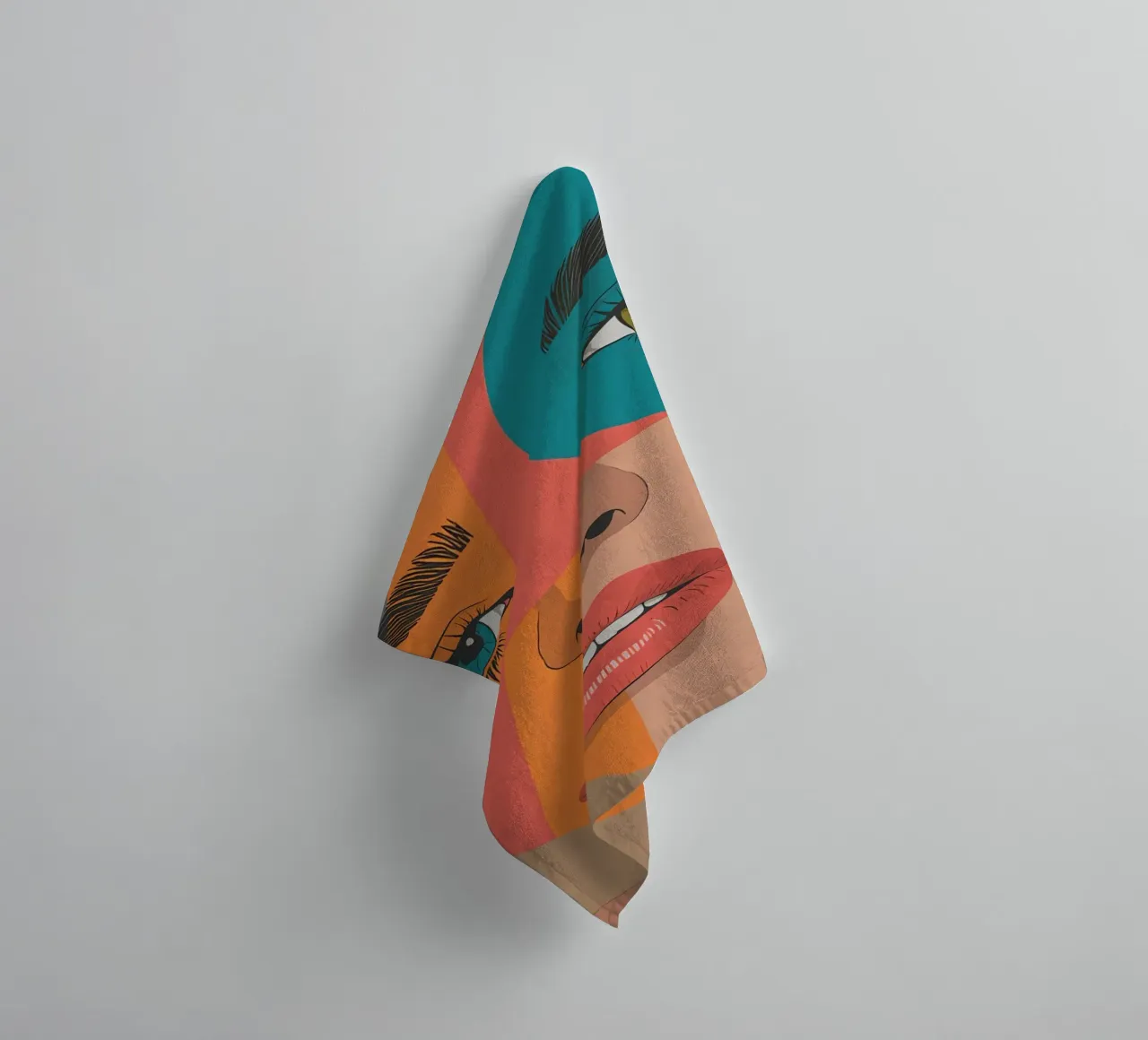 Geometric Portrait of Woman's Face with Differently Colored towel by DesignDoodle
