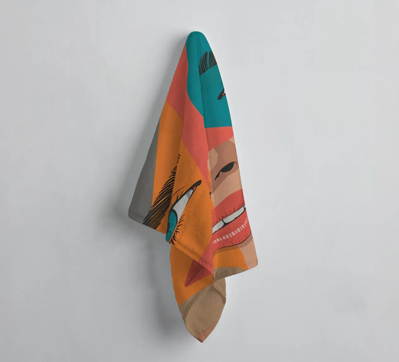 Geometric Portrait of Woman's Face with Differently Colored towel by DesignDoodle