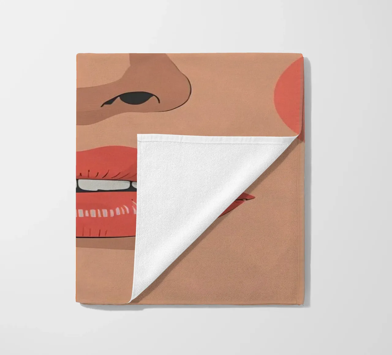 Ritratto geometrico di un volto di donna con colori differenti telo mare da DesignDoodle