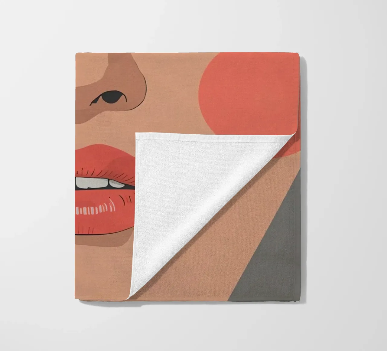 Ritratto geometrico di un volto di donna con colori differenti telo mare da DesignDoodle