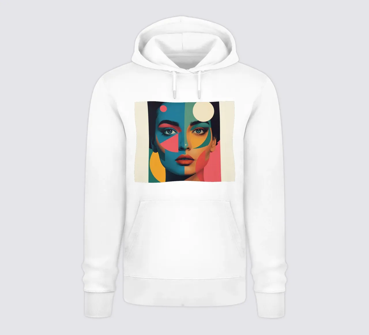 Ritratto di donna geometrica moderna con schema di colori diviso felpa con cappuccio da DesignDoodle