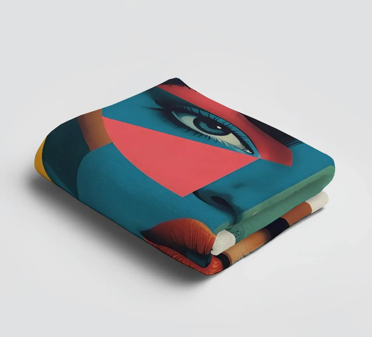 Ritratto di donna geometrica moderna con schema di colori diviso asciugamano da bagno da DesignDoodle