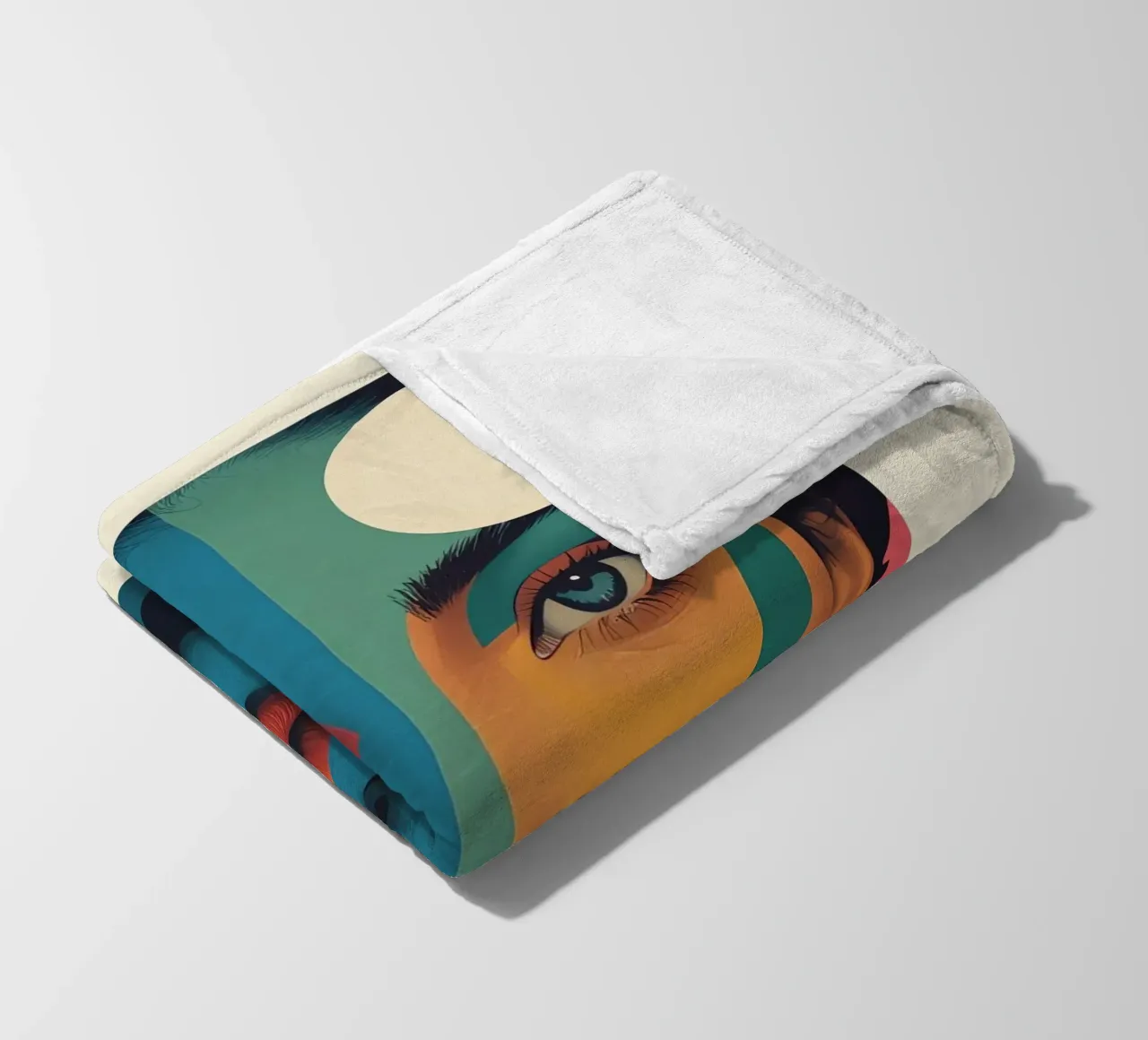 Ritratto di donna geometrica moderna con schema di colori diviso coperta in pile da DesignDoodle