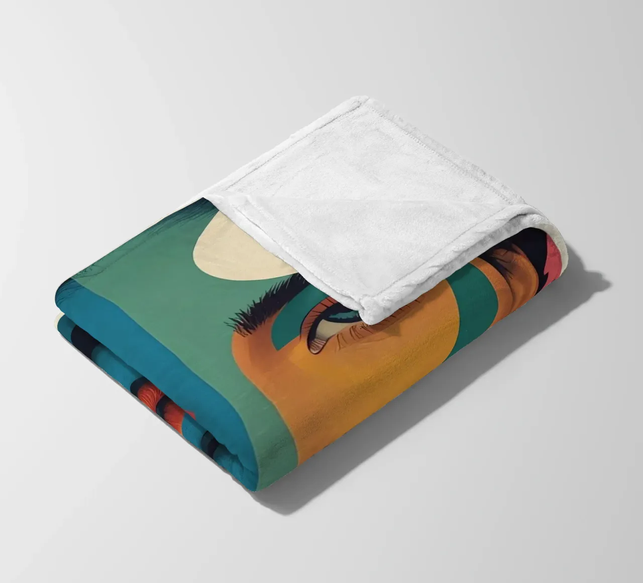 Ritratto di donna geometrica moderna con schema di colori diviso coperta in pile da DesignDoodle