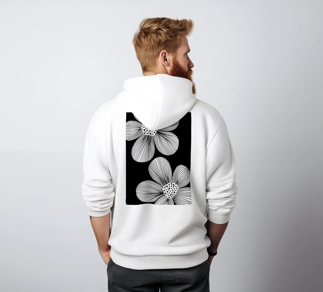 Blossom lines - Linienzeichnung Line Art felpa con cappuccio da BAINAI