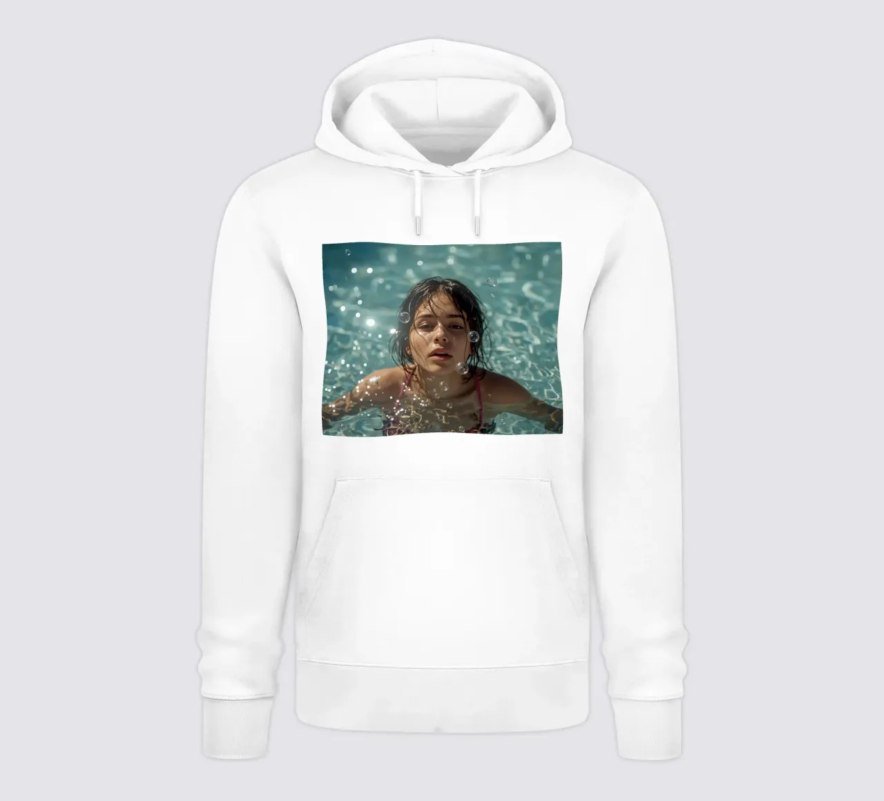 Ragazza in piscina con gocce d'acqua felpa con cappuccio da DesignDoodle