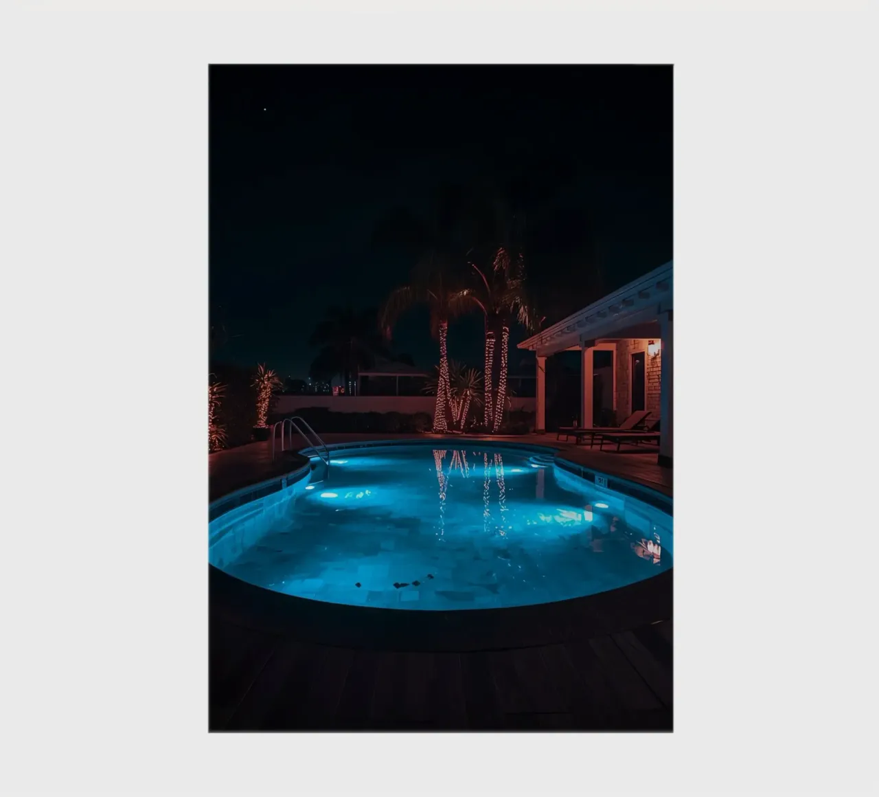 Illuminated Swimming Pool with Palm Trees notebook by DesignDoodle