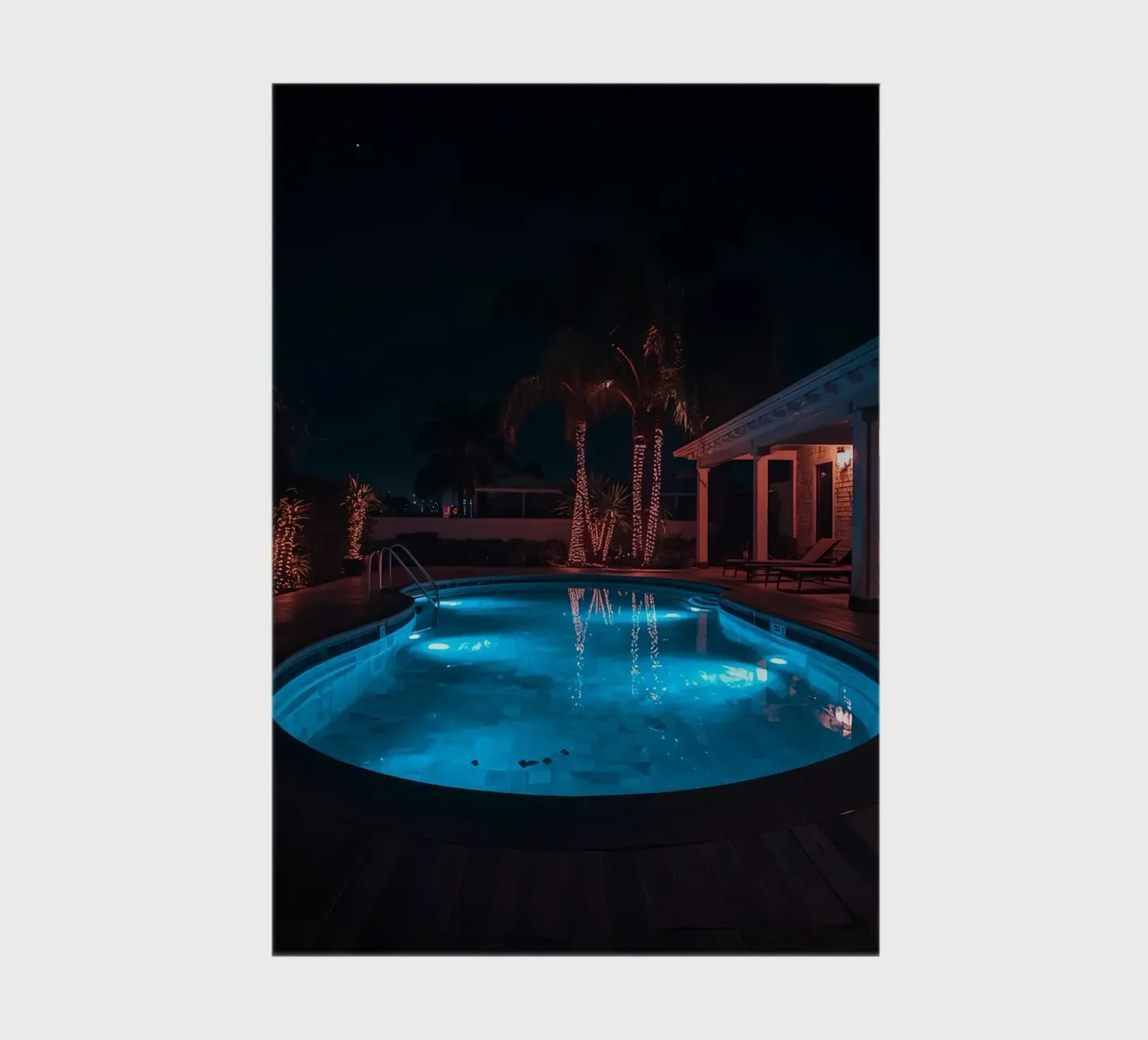 Illuminated Swimming Pool with Palm Trees notebook by DesignDoodle