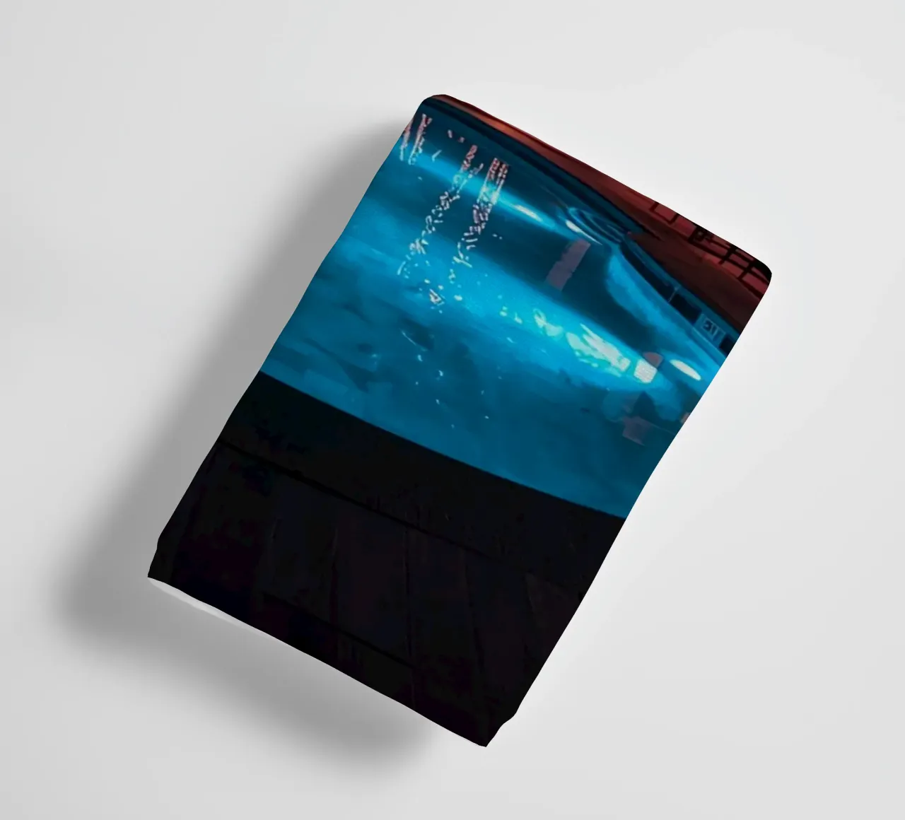 Illuminated Swimming Pool with Palm Trees towel by DesignDoodle