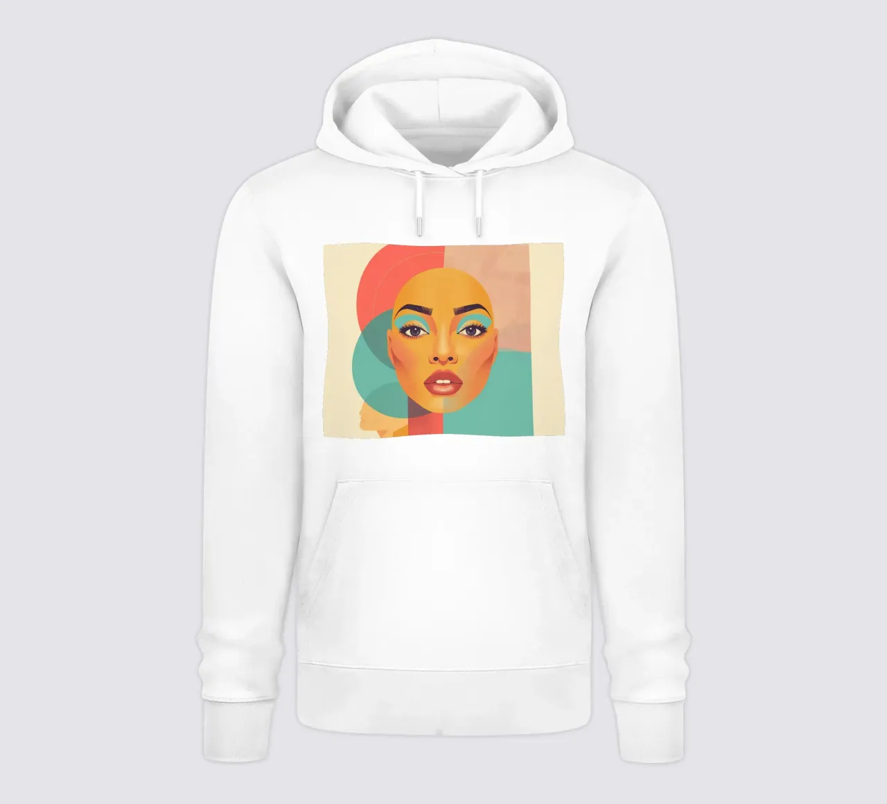 Ritratto illustrato di donna calva con forme geometriche felpa con cappuccio da DesignDoodle