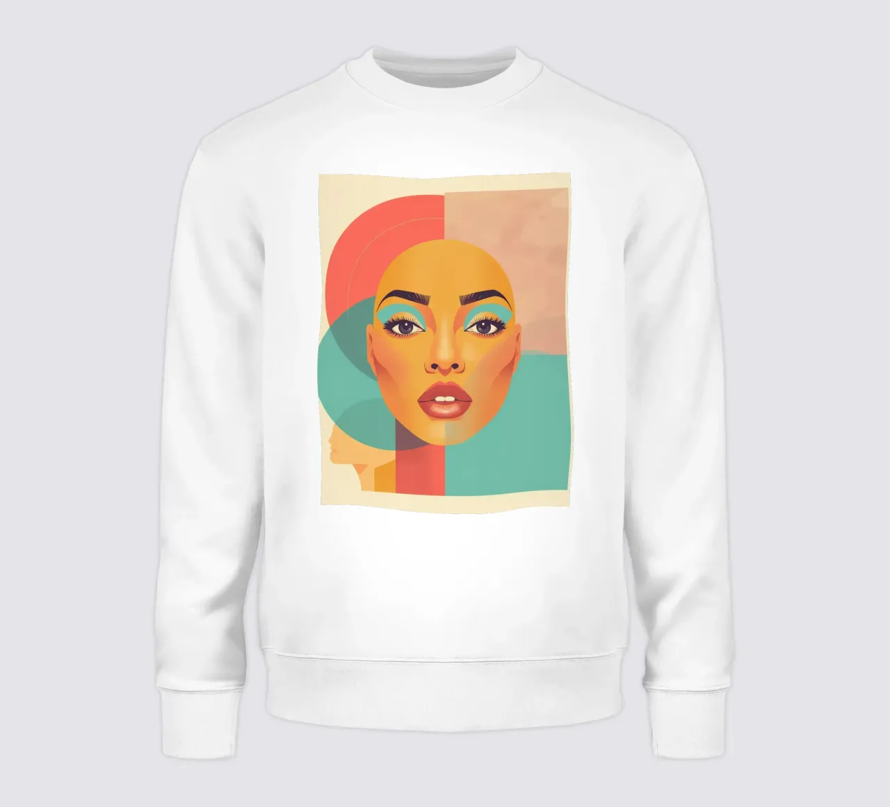 Ritratto illustrato di donna calva con forme geometriche felpa da DesignDoodle