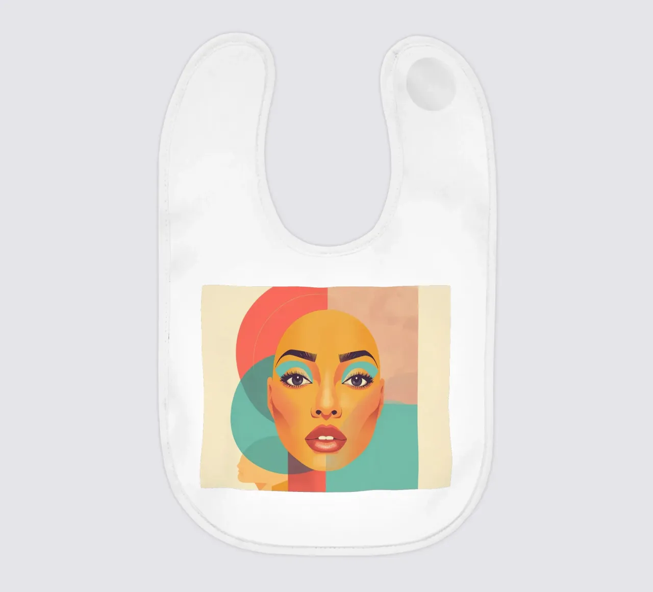 Ritratto illustrato di donna calva con forme geometriche bavaglino da DesignDoodle