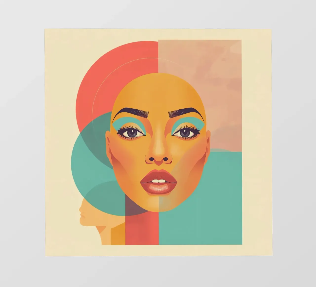Ritratto illustrato di donna calva con forme geometriche pellicola backlit da DesignDoodle