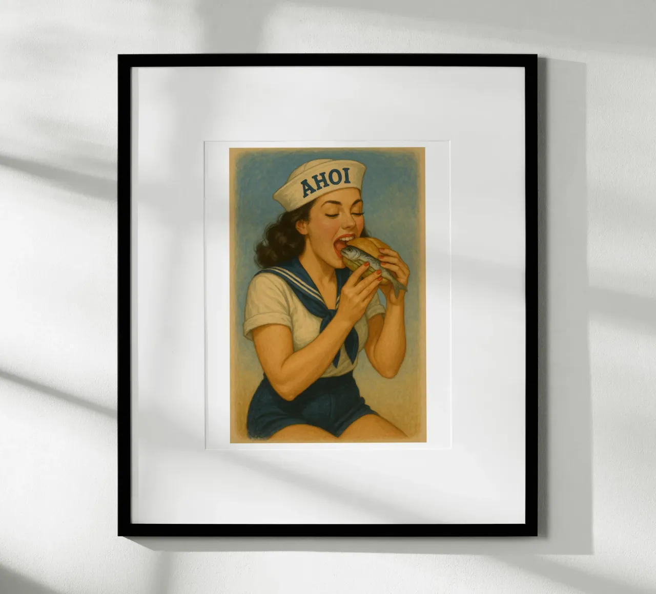Panini al pesce! poster con telaio in legno da Fies&Fein
