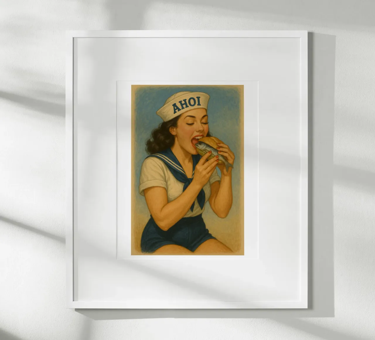 Panini al pesce! poster con telaio in legno da Fies&Fein