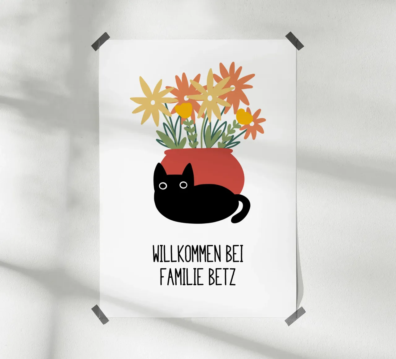 Vaso di fiori con nome del gatto poster da BAINAI