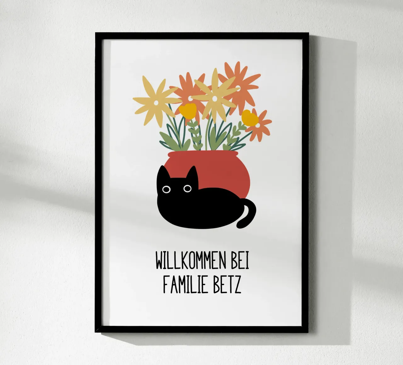 Vaso di fiori con nome del gatto poster da BAINAI