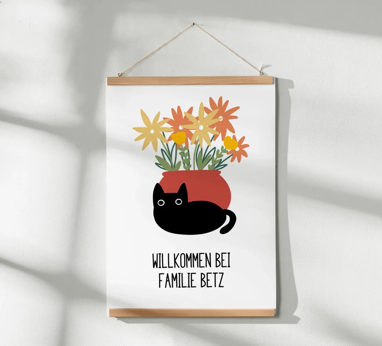 Vaso di fiori con nome del gatto poster da BAINAI