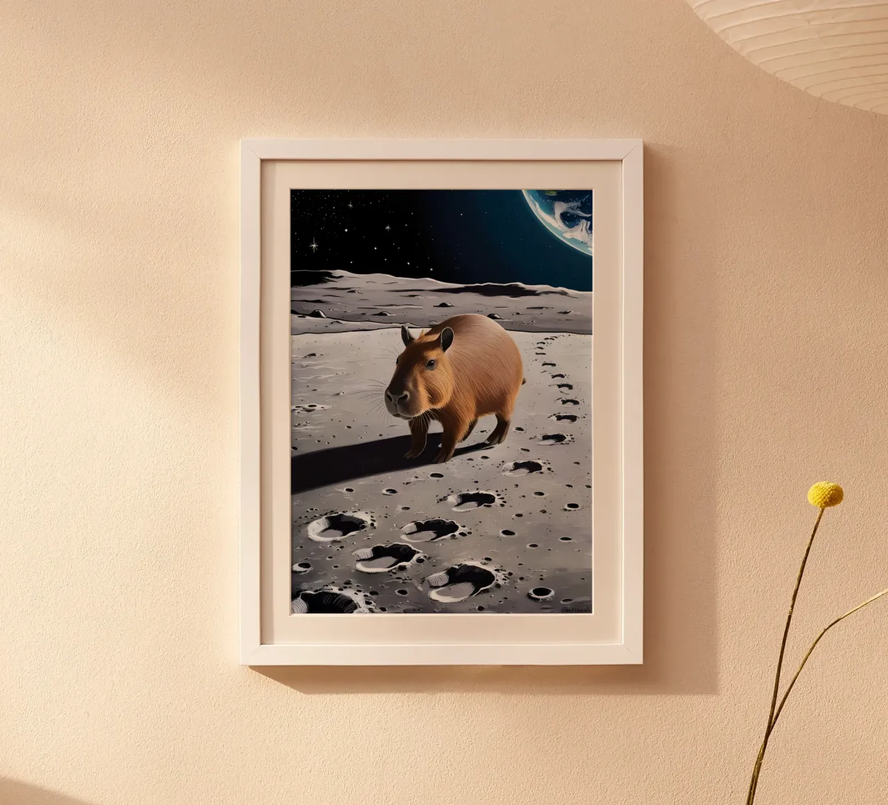Capybara auf dem Mond poster con telaio in plastica da Poster Dreams