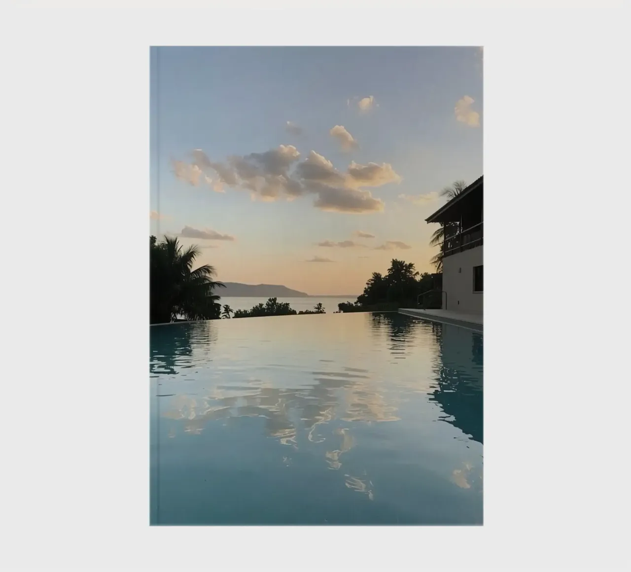 Infinity Pool View with Ocean Building and Sunset notebook by DesignDoodle