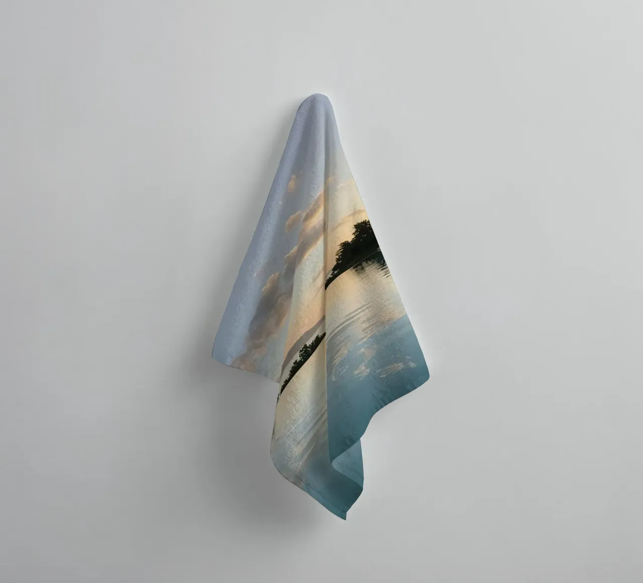 Infinity Pool View with Ocean Building and Sunset towel by DesignDoodle