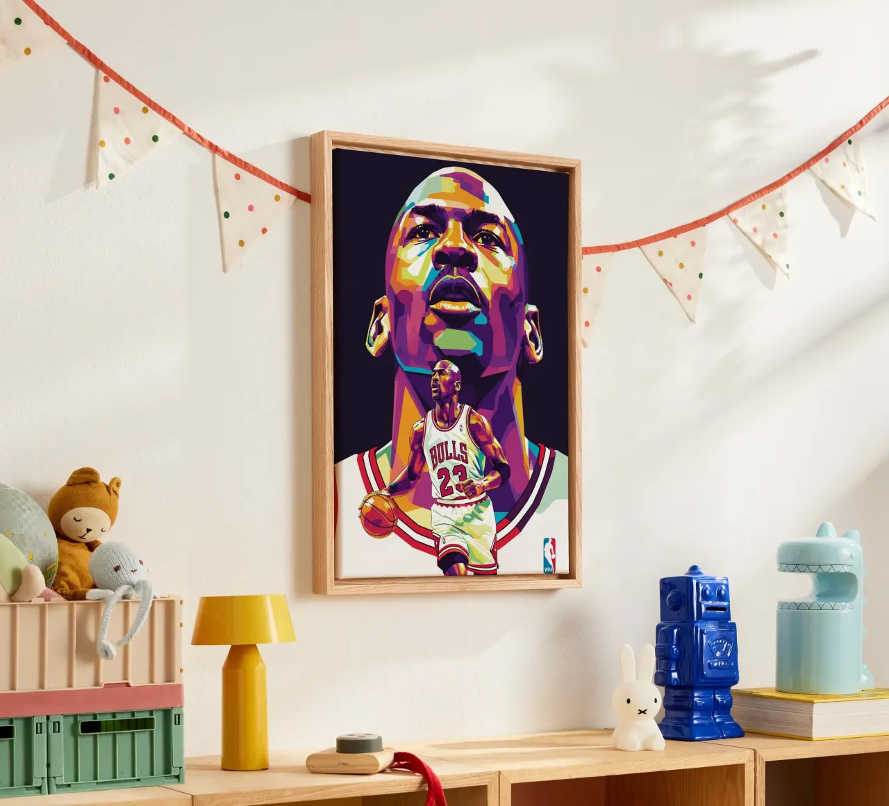 Michael Jordan in posa ravvicinata tela con Cornice a cassetta da Hantamrata