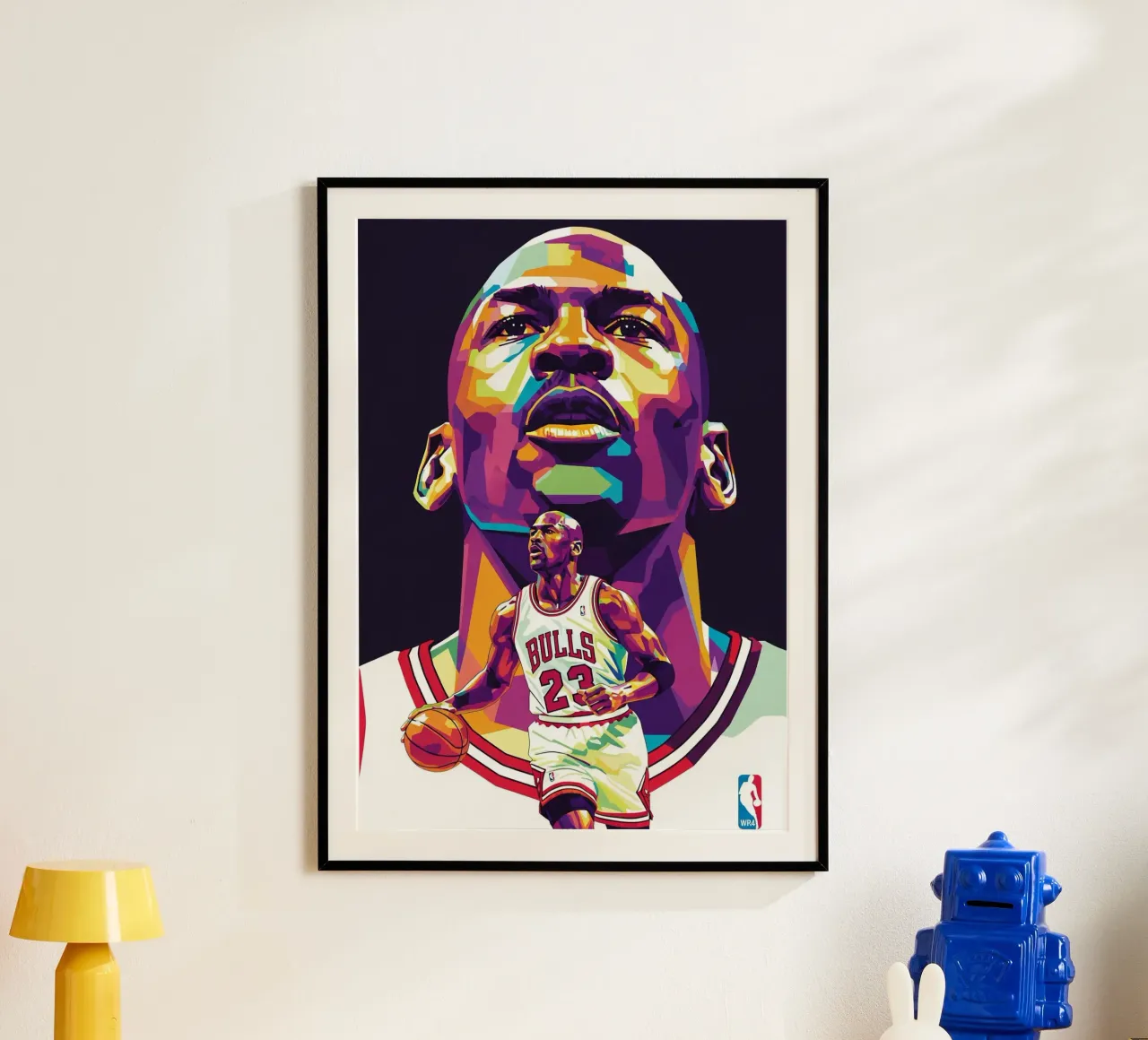 Michael Jordan in posa ravvicinata poster con telaio in alluminio da Hantamrata