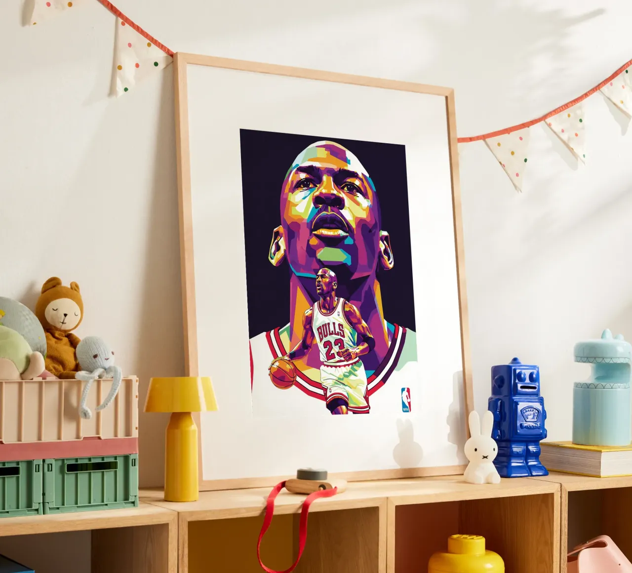 Michael Jordan in posa ravvicinata poster con telaio in alluminio da Hantamrata