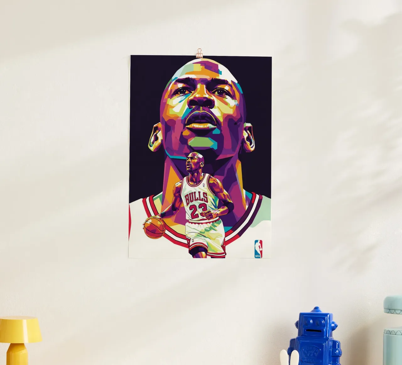 Michael Jordan in posa ravvicinata poster con telaio in alluminio da Hantamrata