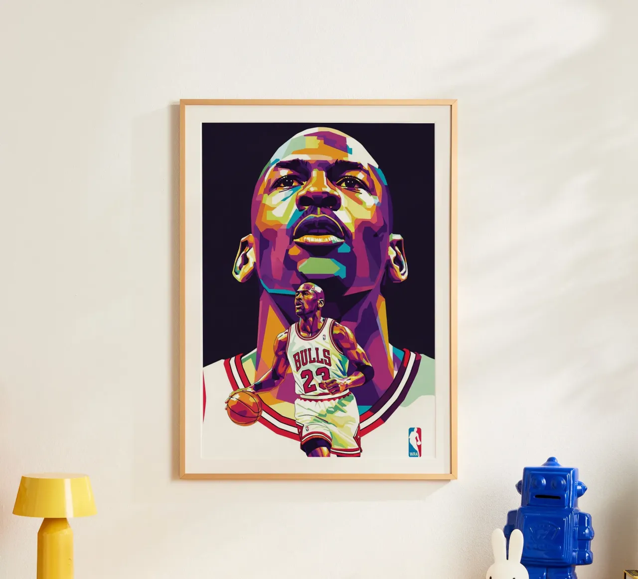 Michael Jordan in posa ravvicinata poster con telaio in alluminio da Hantamrata