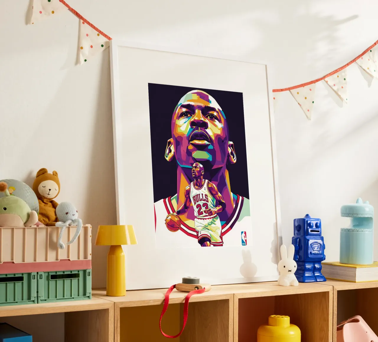 Michael Jordan in posa ravvicinata poster con telaio in alluminio da Hantamrata