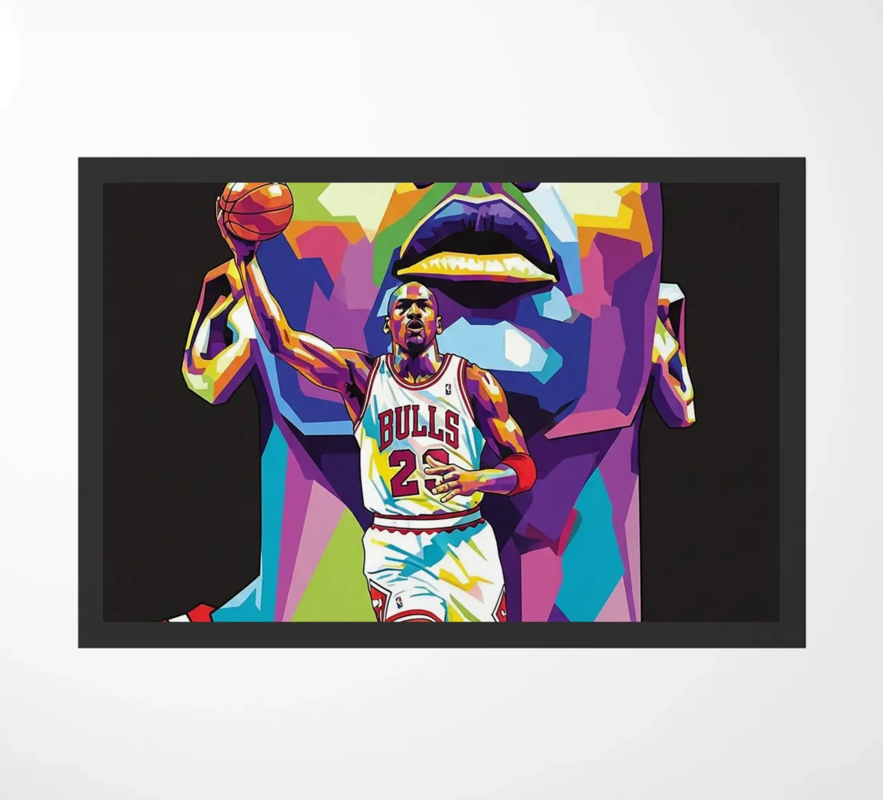 Michael Jordan, ritratto pop art colorato zerbino da Hantamrata