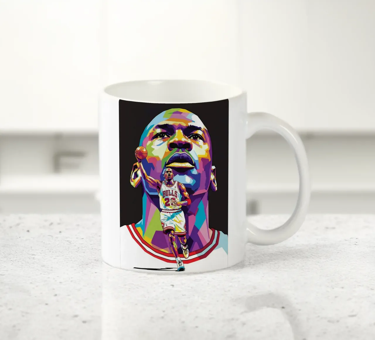 Michael Jordan, ritratto pop art colorato tazza in ceramica da Hantamrata