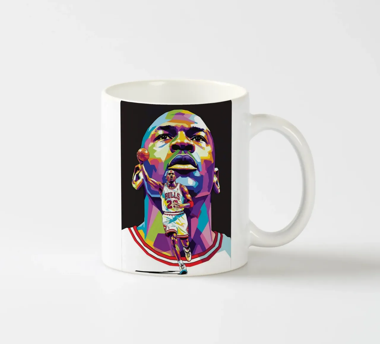 Michael Jordan, ritratto pop art colorato tazza in ceramica da Hantamrata