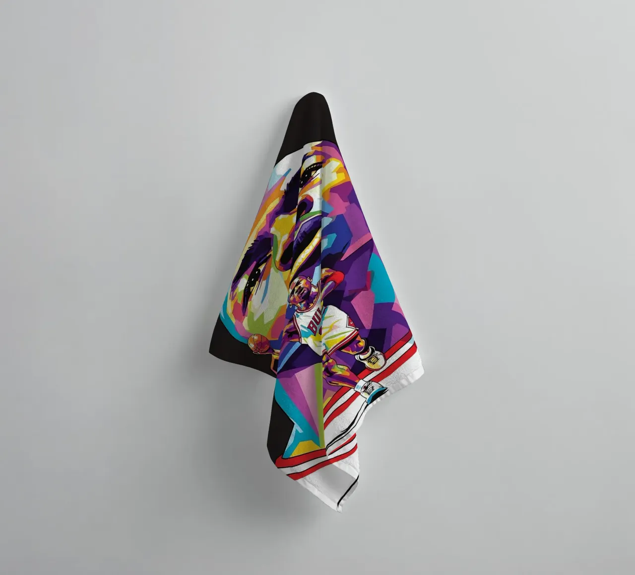 Michael Jordan colorful pop art portrait towel by Hantamrata