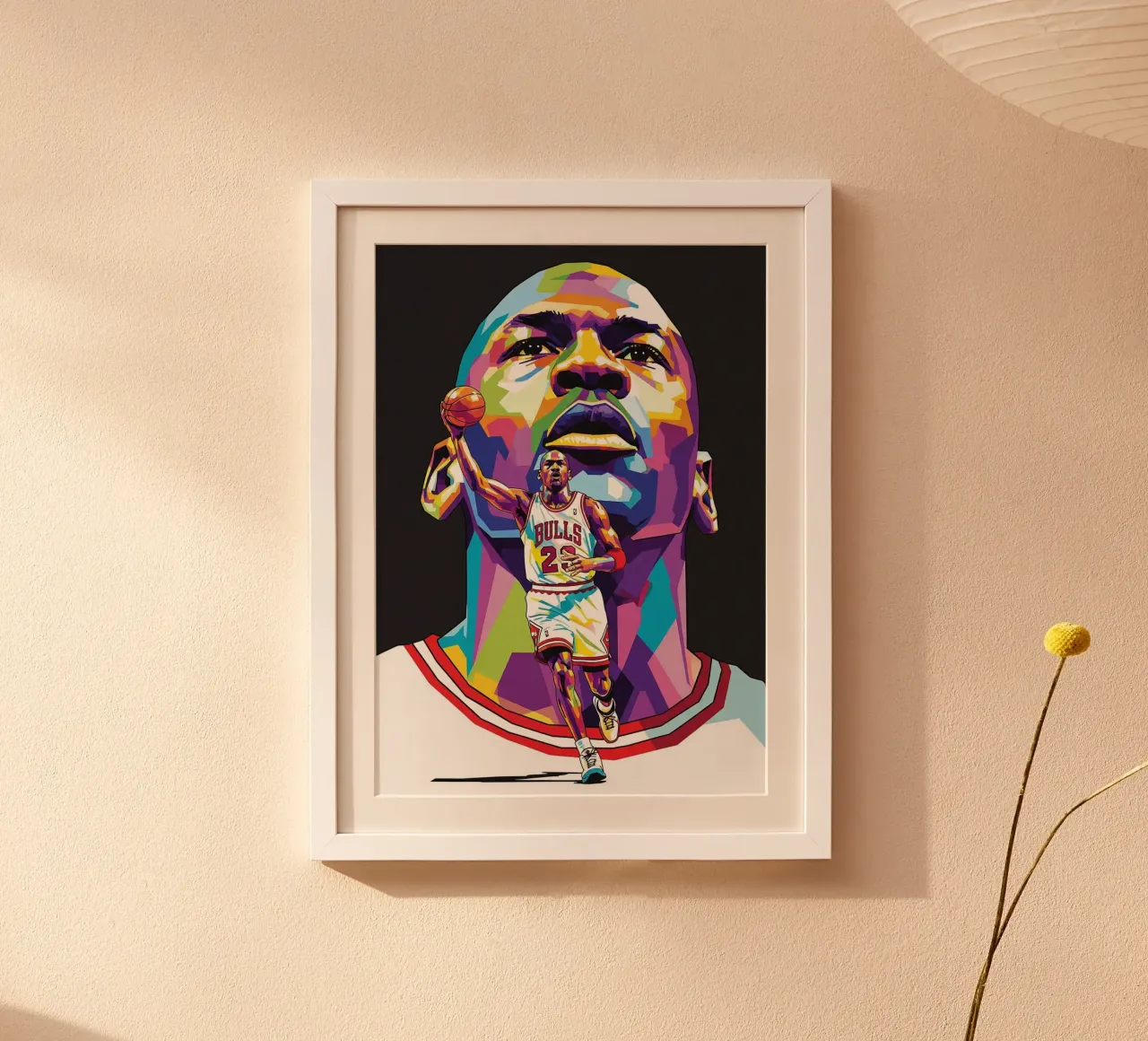 Michael Jordan, ritratto pop art colorato poster con telaio in alluminio da Hantamrata