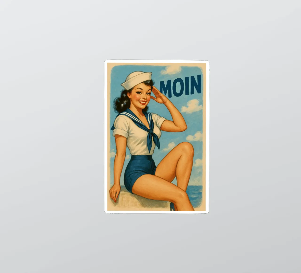 Moin Matrosin - Design nautico vintage pin-up per gli amanti della costa adesivo da Fies&Fein