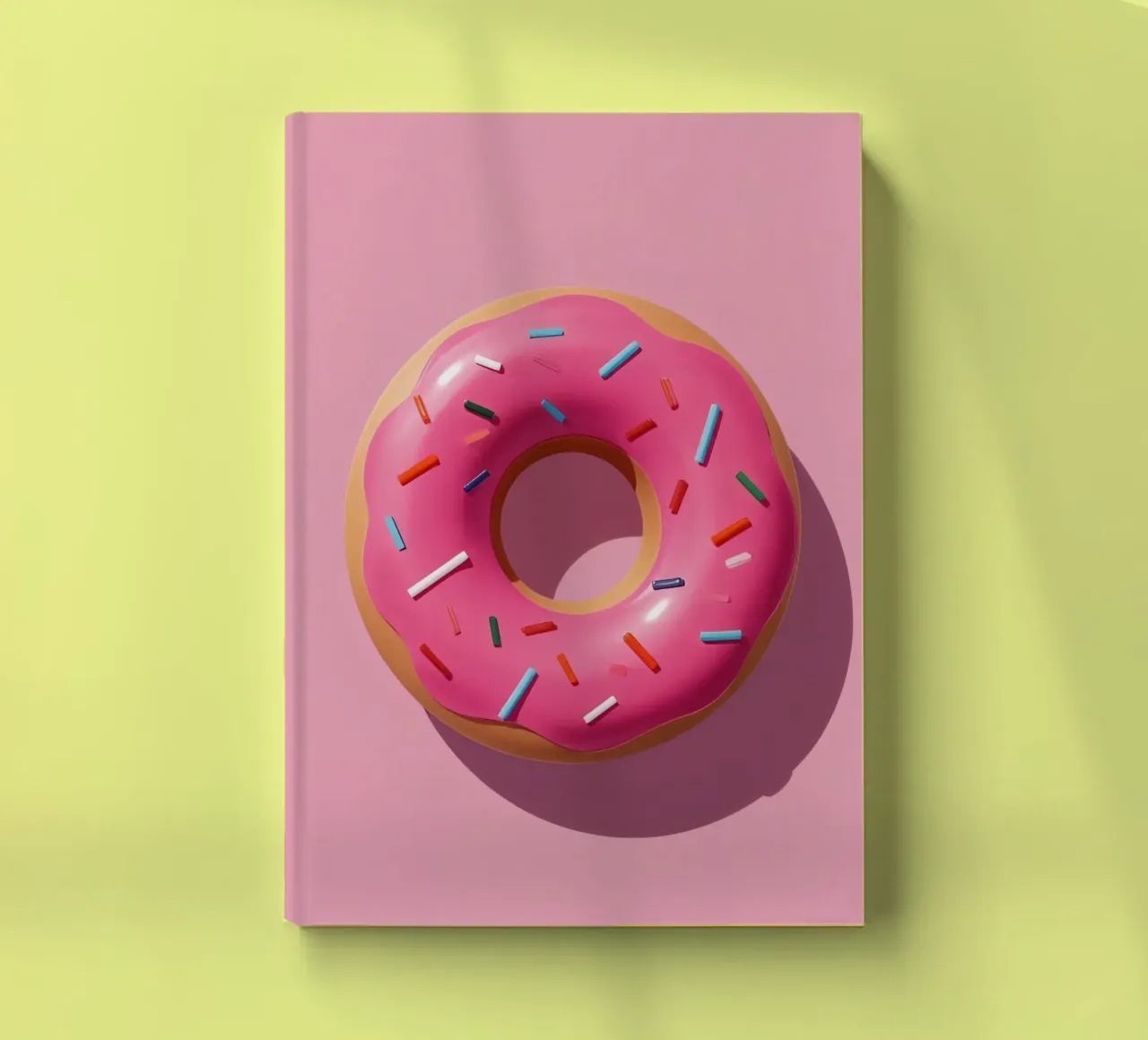 Overhead View of Pink Frosted Donut with Sprinkles notebook by DesignDoodle