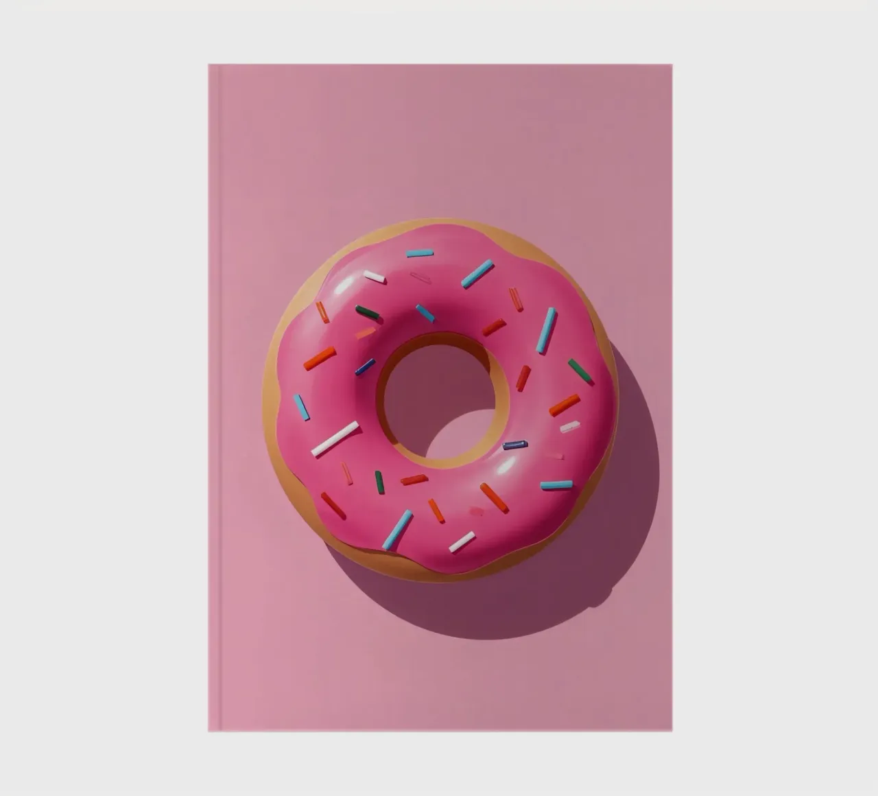 Overhead View of Pink Frosted Donut with Sprinkles notebook by DesignDoodle