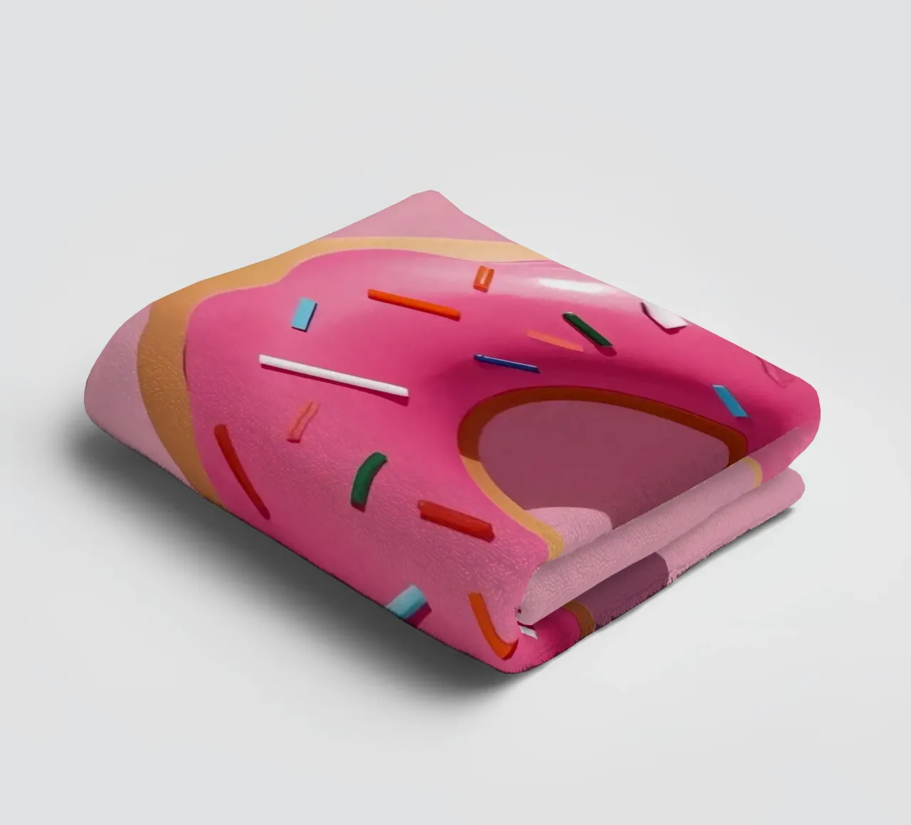 Overhead View of Pink Frosted Donut with Sprinkles towel by DesignDoodle